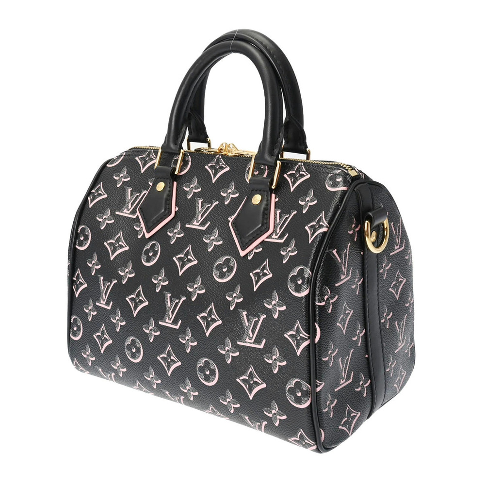 Louis Vuitton Speedy Pink Monogram You Fall Handbag Canvas Black Bandoulire